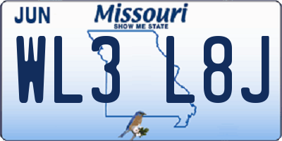 MO license plate WL3L8J