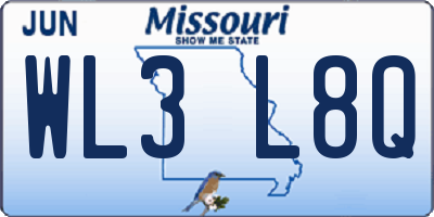 MO license plate WL3L8Q