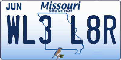 MO license plate WL3L8R
