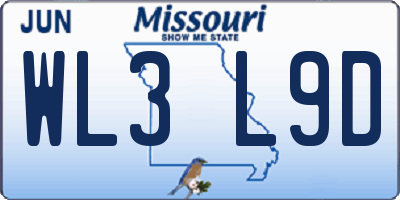 MO license plate WL3L9D