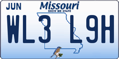 MO license plate WL3L9H