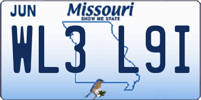 MO license plate WL3L9I