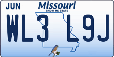 MO license plate WL3L9J