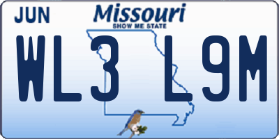MO license plate WL3L9M