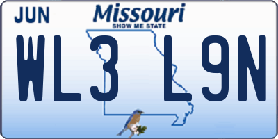 MO license plate WL3L9N