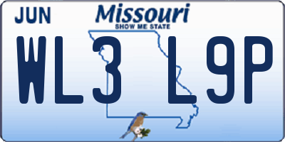 MO license plate WL3L9P