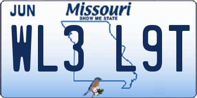 MO license plate WL3L9T