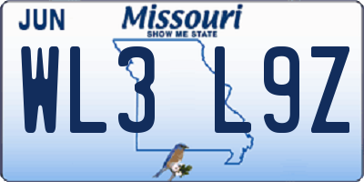 MO license plate WL3L9Z