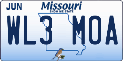 MO license plate WL3M0A