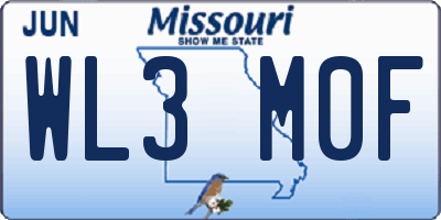 MO license plate WL3M0F