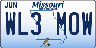 MO license plate WL3M0W