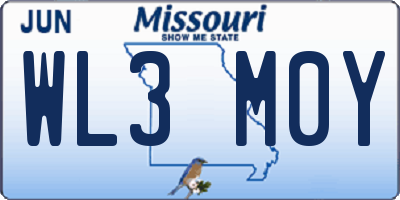 MO license plate WL3M0Y