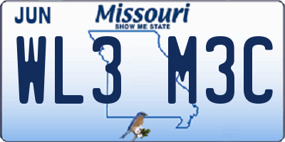 MO license plate WL3M3C