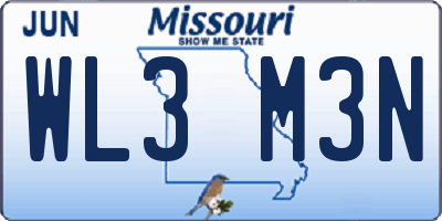 MO license plate WL3M3N