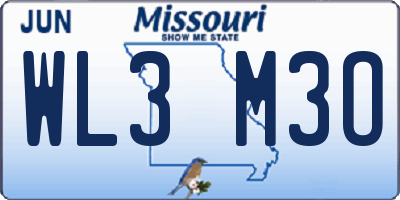 MO license plate WL3M3O