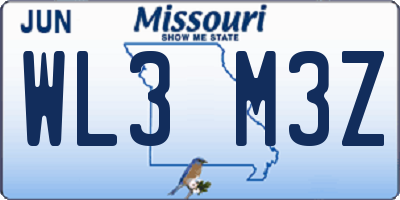 MO license plate WL3M3Z