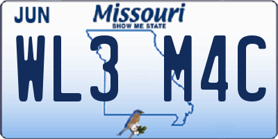 MO license plate WL3M4C