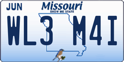 MO license plate WL3M4I