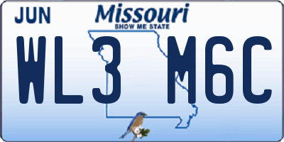 MO license plate WL3M6C