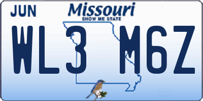 MO license plate WL3M6Z