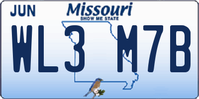 MO license plate WL3M7B
