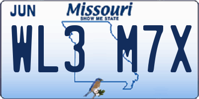 MO license plate WL3M7X