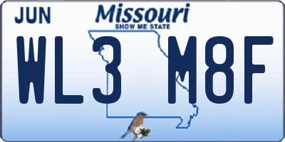 MO license plate WL3M8F