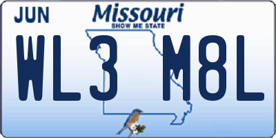 MO license plate WL3M8L