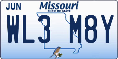 MO license plate WL3M8Y