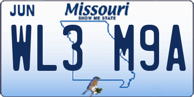MO license plate WL3M9A