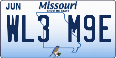 MO license plate WL3M9E
