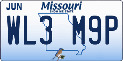 MO license plate WL3M9P