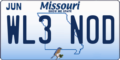 MO license plate WL3N0D