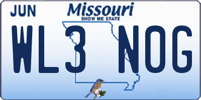 MO license plate WL3N0G