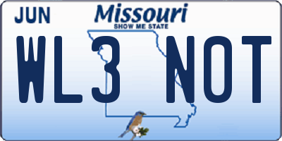 MO license plate WL3N0T