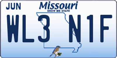 MO license plate WL3N1F