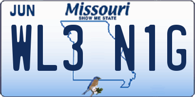 MO license plate WL3N1G
