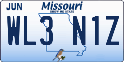 MO license plate WL3N1Z