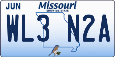 MO license plate WL3N2A