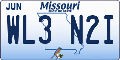 MO license plate WL3N2I