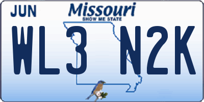 MO license plate WL3N2K