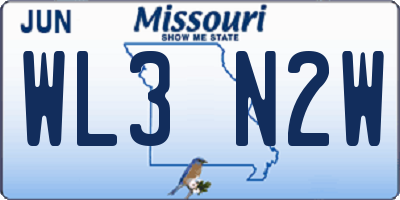 MO license plate WL3N2W