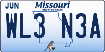MO license plate WL3N3A