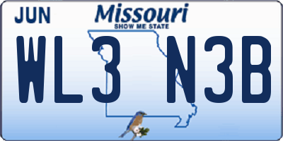 MO license plate WL3N3B