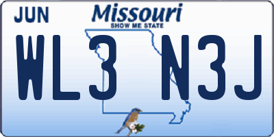 MO license plate WL3N3J