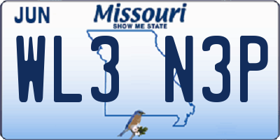 MO license plate WL3N3P