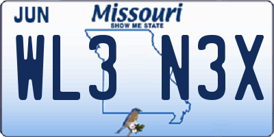 MO license plate WL3N3X