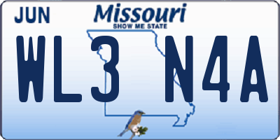 MO license plate WL3N4A
