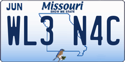 MO license plate WL3N4C