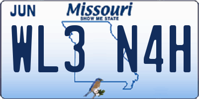 MO license plate WL3N4H
